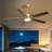 60 in. Gold / Black Downrod Low Profile Standard Ceiling Fan with Light and Remote Control-1521039145
