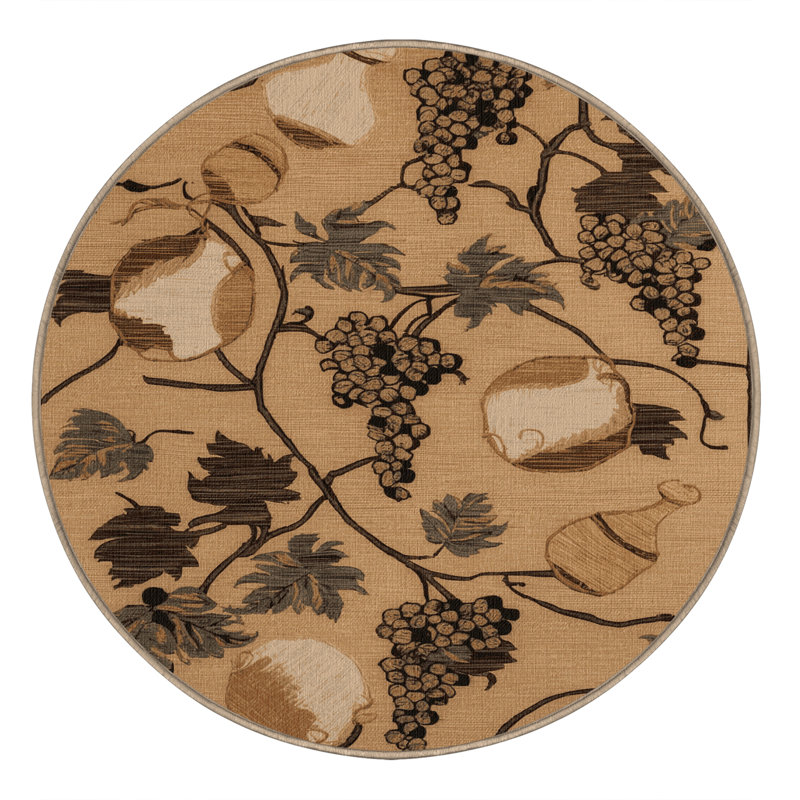 Tapis brun français lavable à la machine, Rond 3 pi