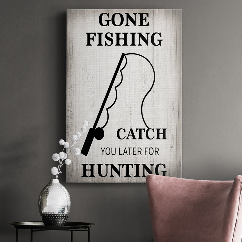 Toile tendue avec châssis Gone Fishing - prête à être accrochée, H 18 po x l 12 po x P 1 po