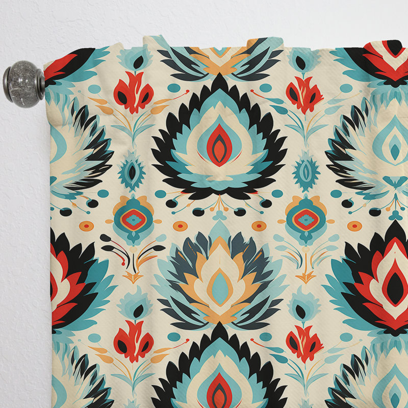 Mélange de tribu nomade orange Ikat - rideau Ikat - rideau obscurcissant Ikat - 1 panneaux, L 52 po x L 95 po