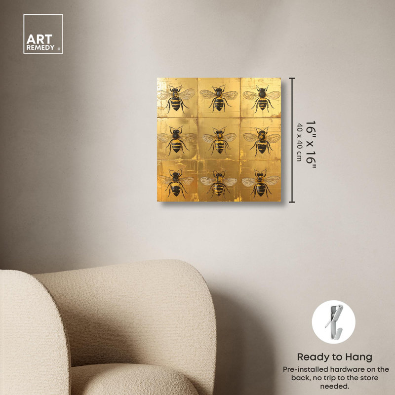 Golden Abstract 16" x 16" Wrapped Canvas Art