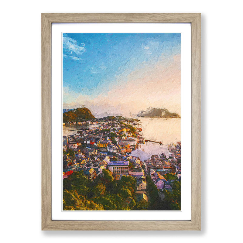 Alesund In Norway - Single Picture Frame Print, 33cm H x 24cm W x 2cm D, Oak Framed