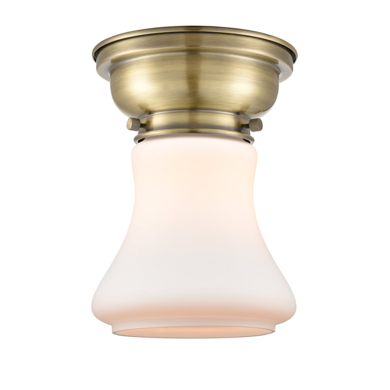 Plafonnier encastré 1 lumière 6,25 po Wheeler, Blanc mat, Ampoule non incluse, Laiton antique