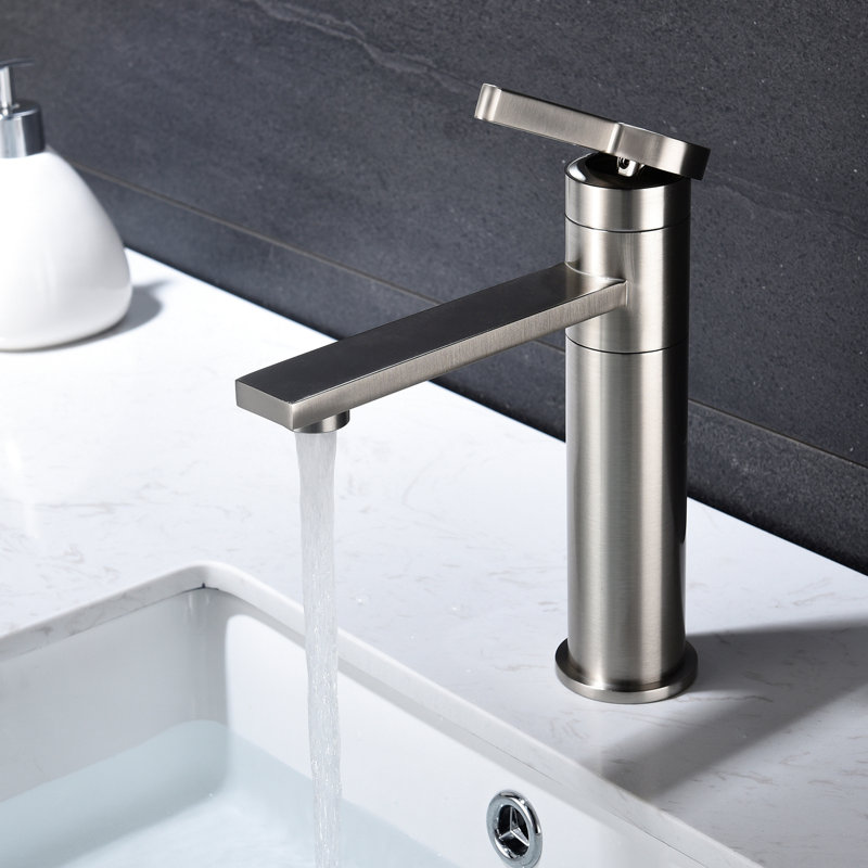 Brushed Nickel Basin Sink Faucet - Single Handle, Stainless Steel, Resists Stains, Fascinating Look Bathroom Stain Formation, Classy Presence