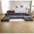 Compression Mahjong Sofa,Convertible Floor Sofa Bed,DIY Boneless Modular Sectional Sofa,No Assembly Required,Circle Fleece Fabric,Oversized 4 Seater With 1 Ottoman,Dark-Grey-70228431