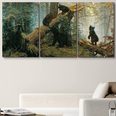 Famous Artwork " Morning in a Pine Forest by Ivan Shishkin and Konstantin Savitsky " 3 Piece Art Print