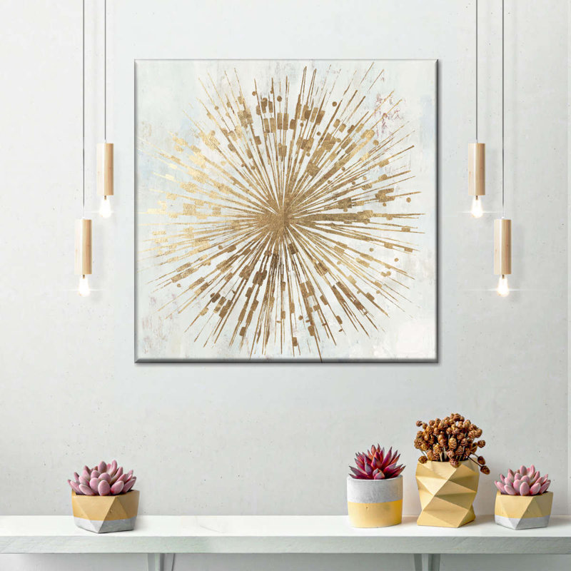 Étoile dorée sur toile, H 39 po x l 39 po