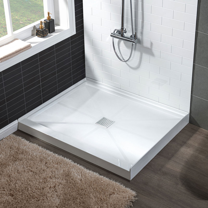  36" Single Threshold 36" Shower Tray Base, Chrome poli