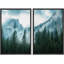 «View of Misty Mountain Green Forest Nature Rustic Landscape», impression sur toile, 2 pièces-92285048-92285052
