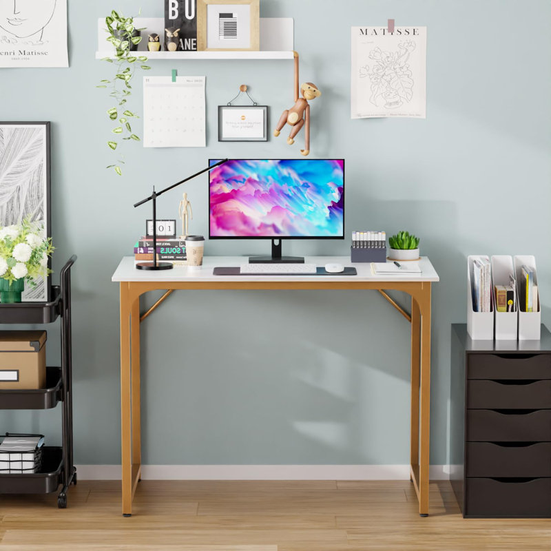 Computer Desk, Gold, 29.7" H x 39.8" W x 19.7" D
