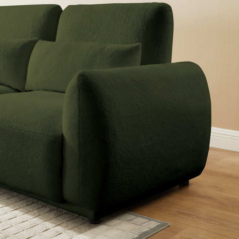 Canapé modulaire modulaire, canapé convertible en U confortable avec 2 repose-pieds, Laine verte