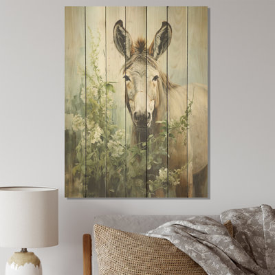 Farmhouse Donkey In Field V - âne sur bois