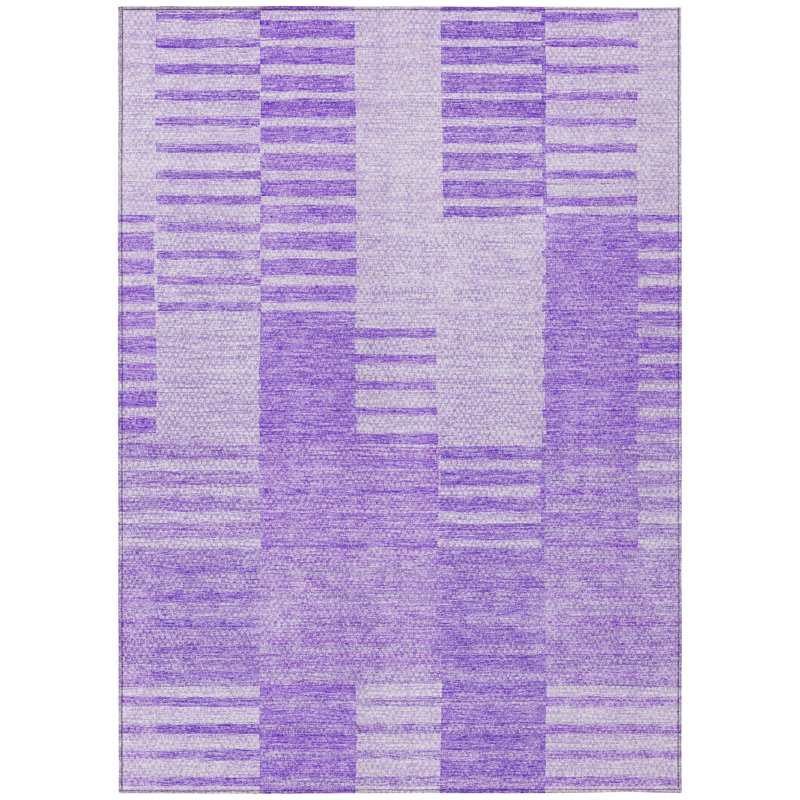 Tapis lavable rayé mauve 9 'X 12'