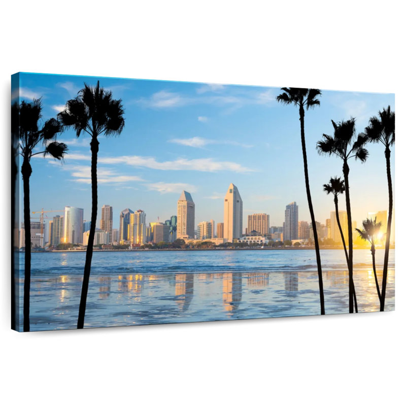 Silhouette du centre-ville de Sireci, San Diego, H 30 po x l 45 po