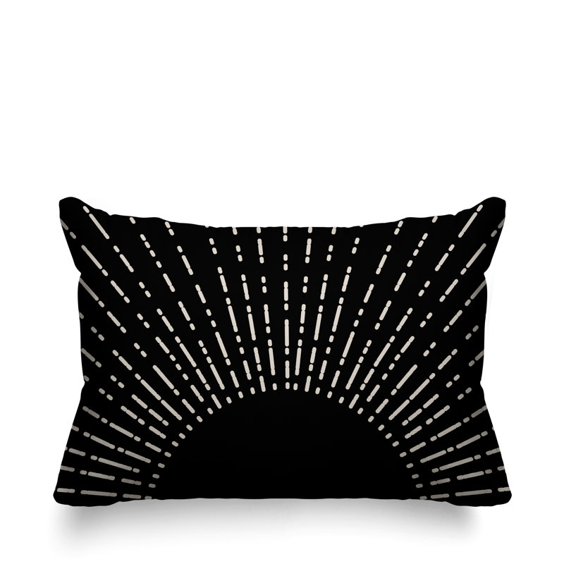Coussin intérieur / extérieur Sunny Boho Starburst, Noir