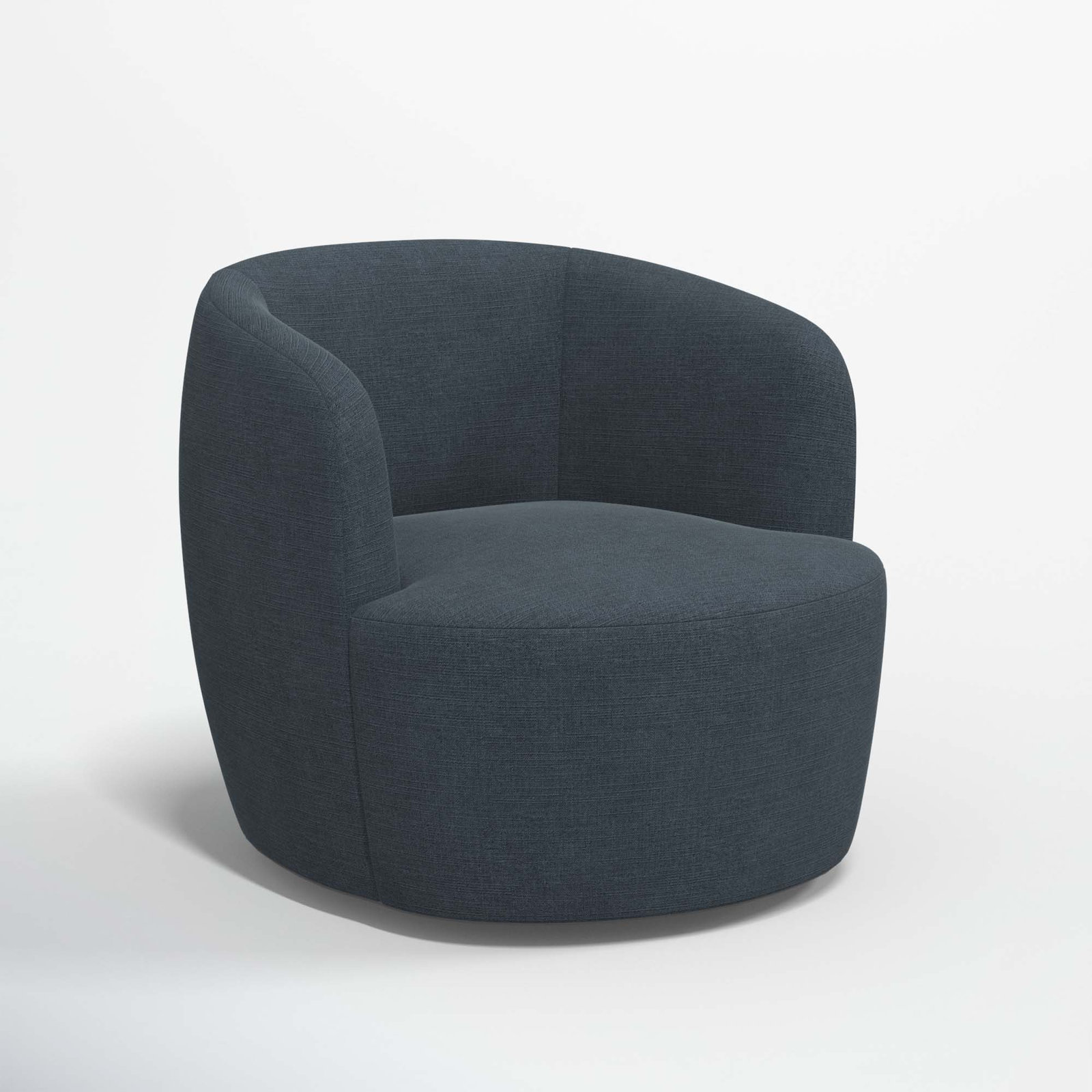 Mina Swivel Barrel Chair, Classic Navy Linen