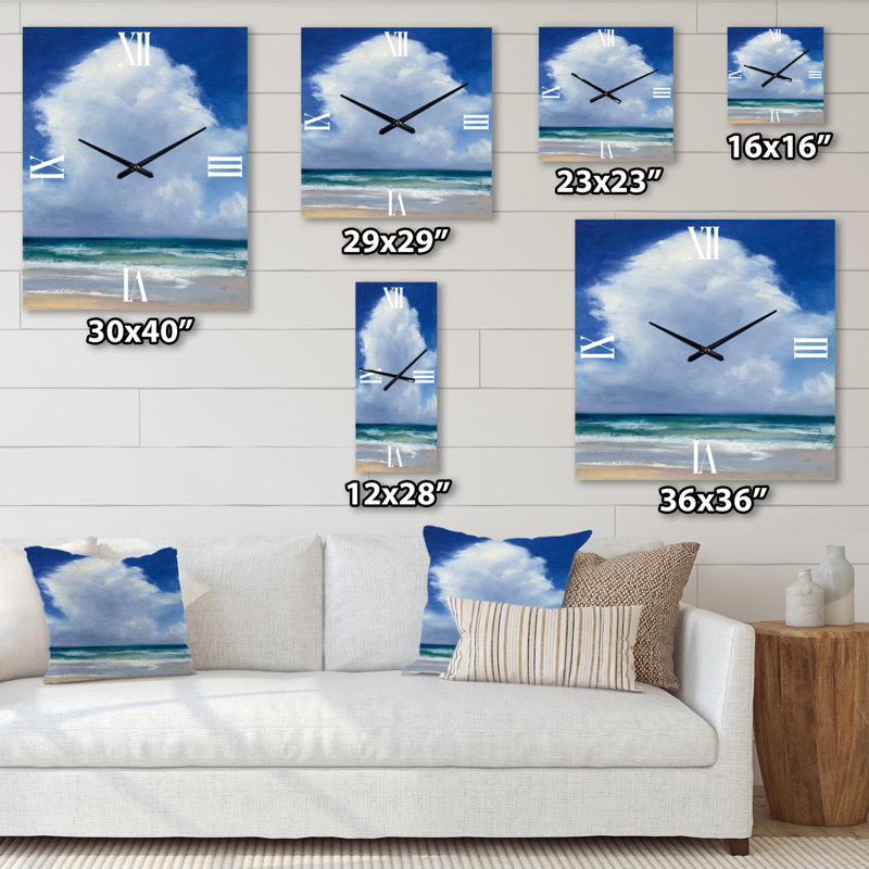 Beach Clouds II - Horloge murale traditionnelle, Grand