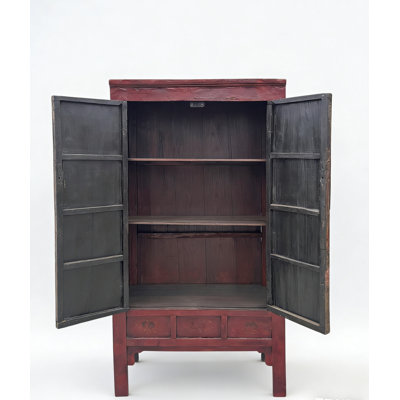80" Inch High Chinoiserie-Style Red Elm Armoire