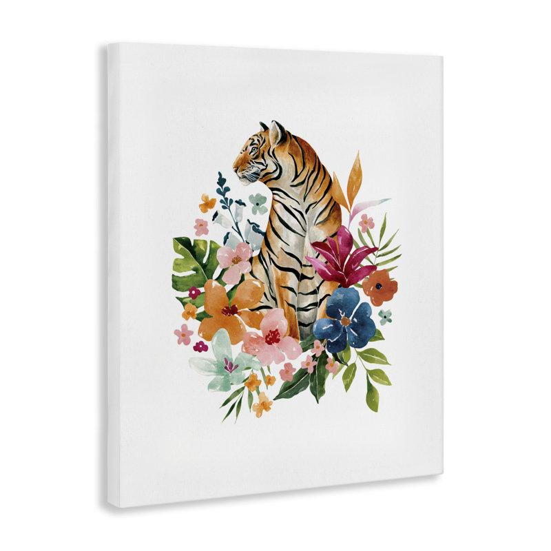 Toile de tigre de la jungle tropicale, conception par Bethany Sandoval, H 30 po x l 24 po