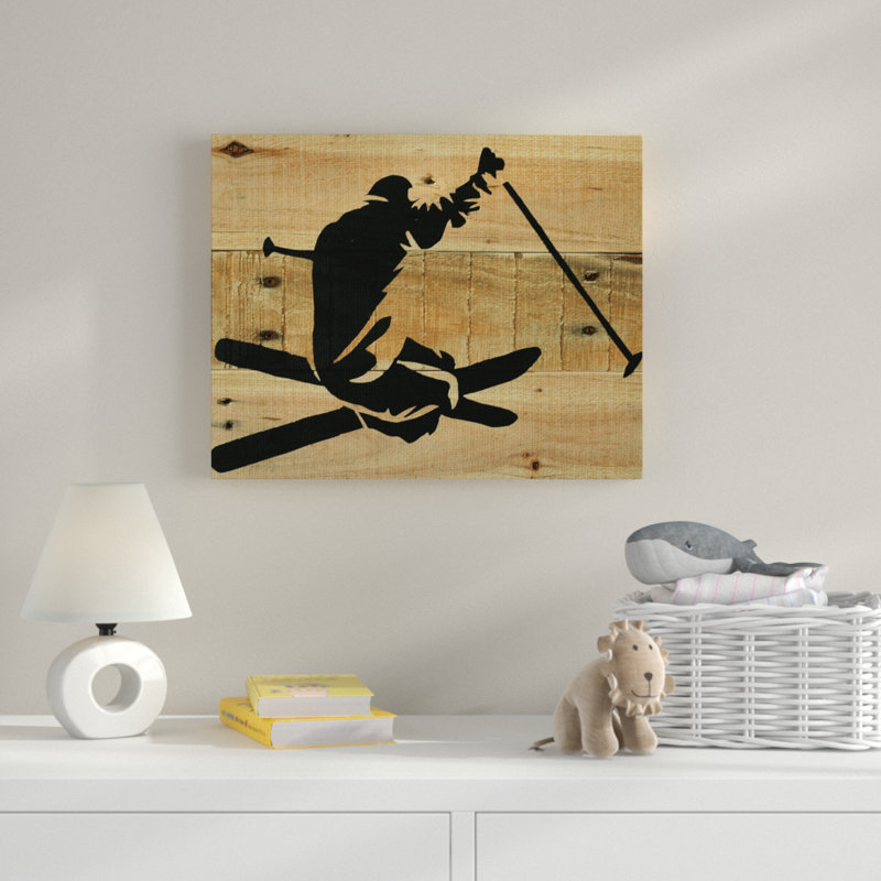 «Skier Decal» de Yara, impression, Toile tendue, H 30 po x l 40 po x P 1,5 po