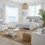 Surfside - Grand lit armoire avec matelas - Finition blanc patiné
