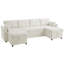 Canapé-lit modulaire en forme de U de 107 po avec méridienne de rangement, ports USB et lit escamotable de 107 po, canapé en tissu Teddy-1466643085