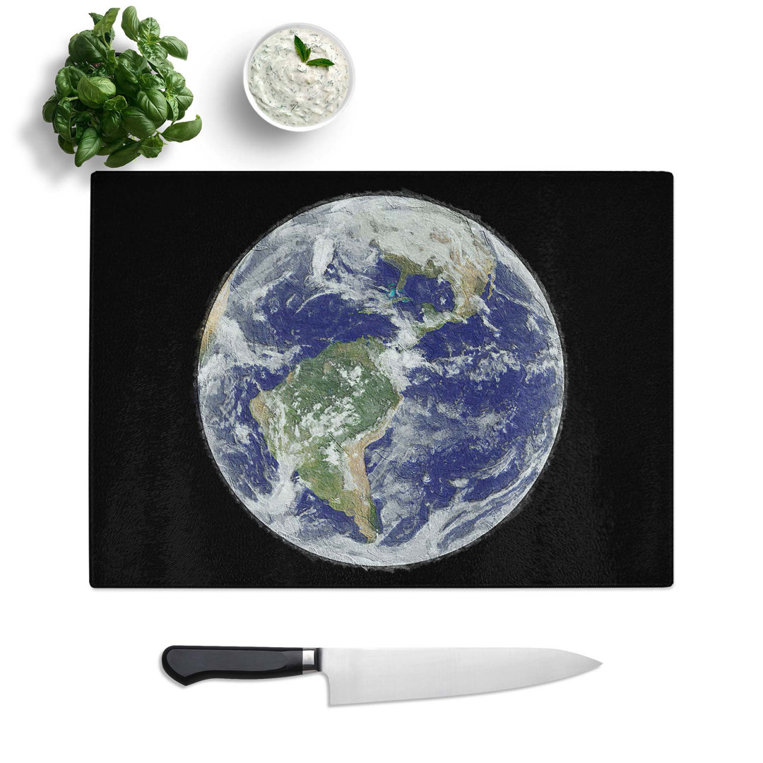 Tempered Glass View of the Americas of Planet Earth Chopping Board
