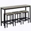 Ensemble de table de salle à manger à hauteur de comptoir extra longue avec 3 tabourets, ensemble de table de pub-1835218208