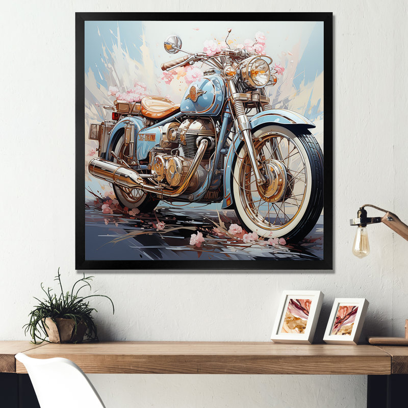 Motocyclette la liberté attend sur toile, Cadre simple noir, H 30 po x l 30 po x P 1 po