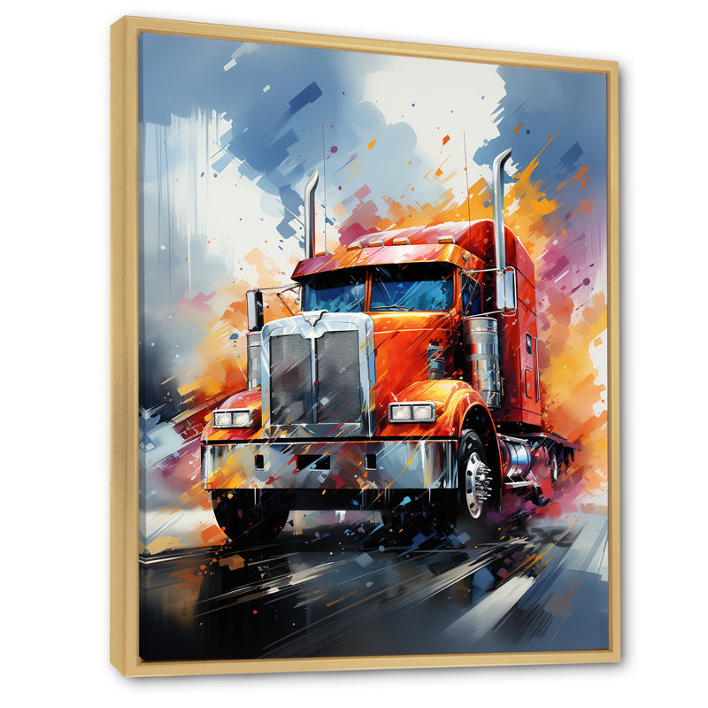 Semi-camion Speed Demon II - imprimé, H 32 po x l 16 po x P 1 po, Cadre flottant brun
