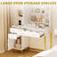 Bureau de coiffeuse avec miroir et lumières, coiffeuse de maquillage avec miroir lumineux à DEL et prise de courant, 3 couleurs d'éclairage pour la chambre à coucher