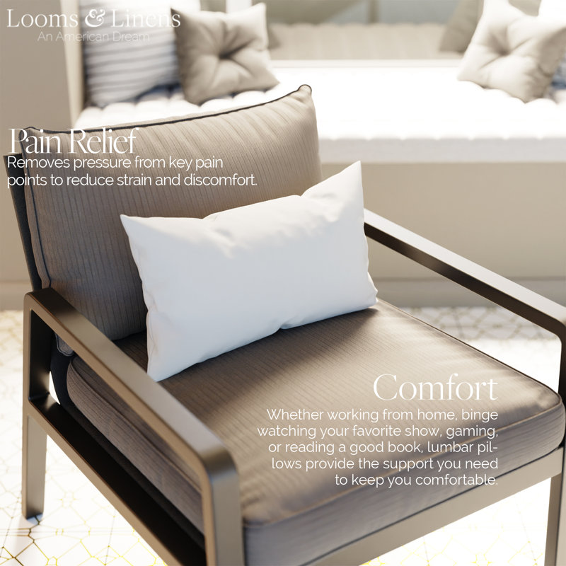 Lumbar Pillow Form Boudoir Rectangular Back Support Pillow Inserts Looms & Linens, 12"H x 20"W