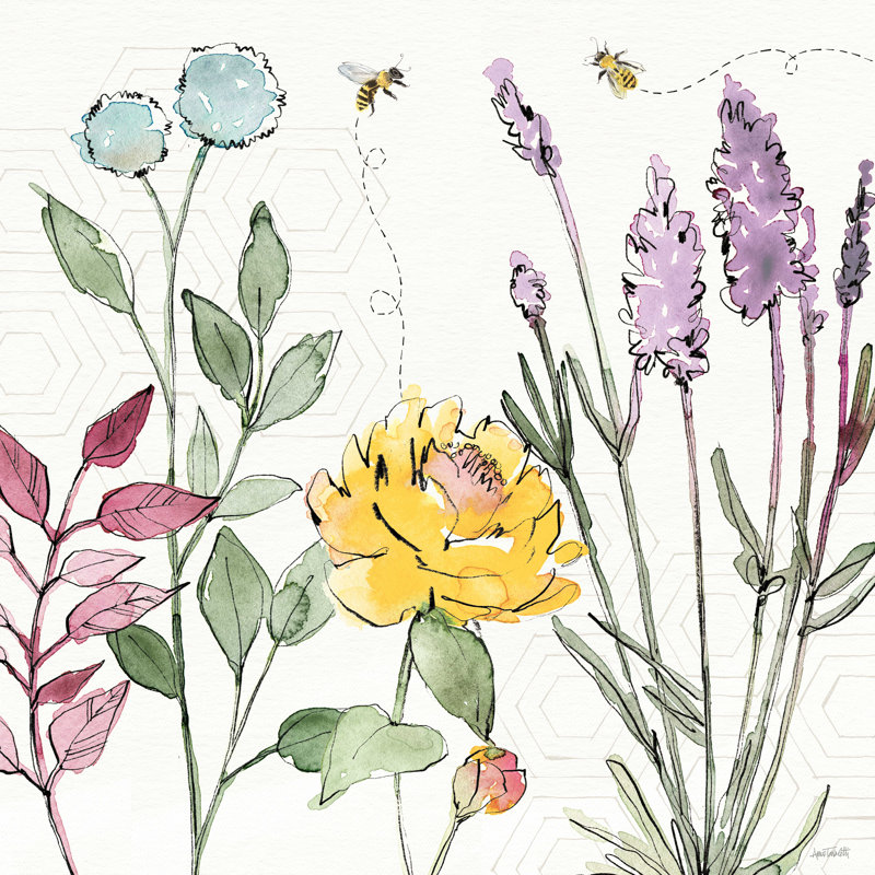 Honeybee Blossoms II, H 12 po x l 12 po