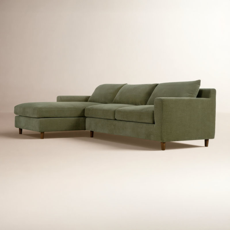 Alania Sectional, Left Hand Facing, Olive Green Crypton® Chenille