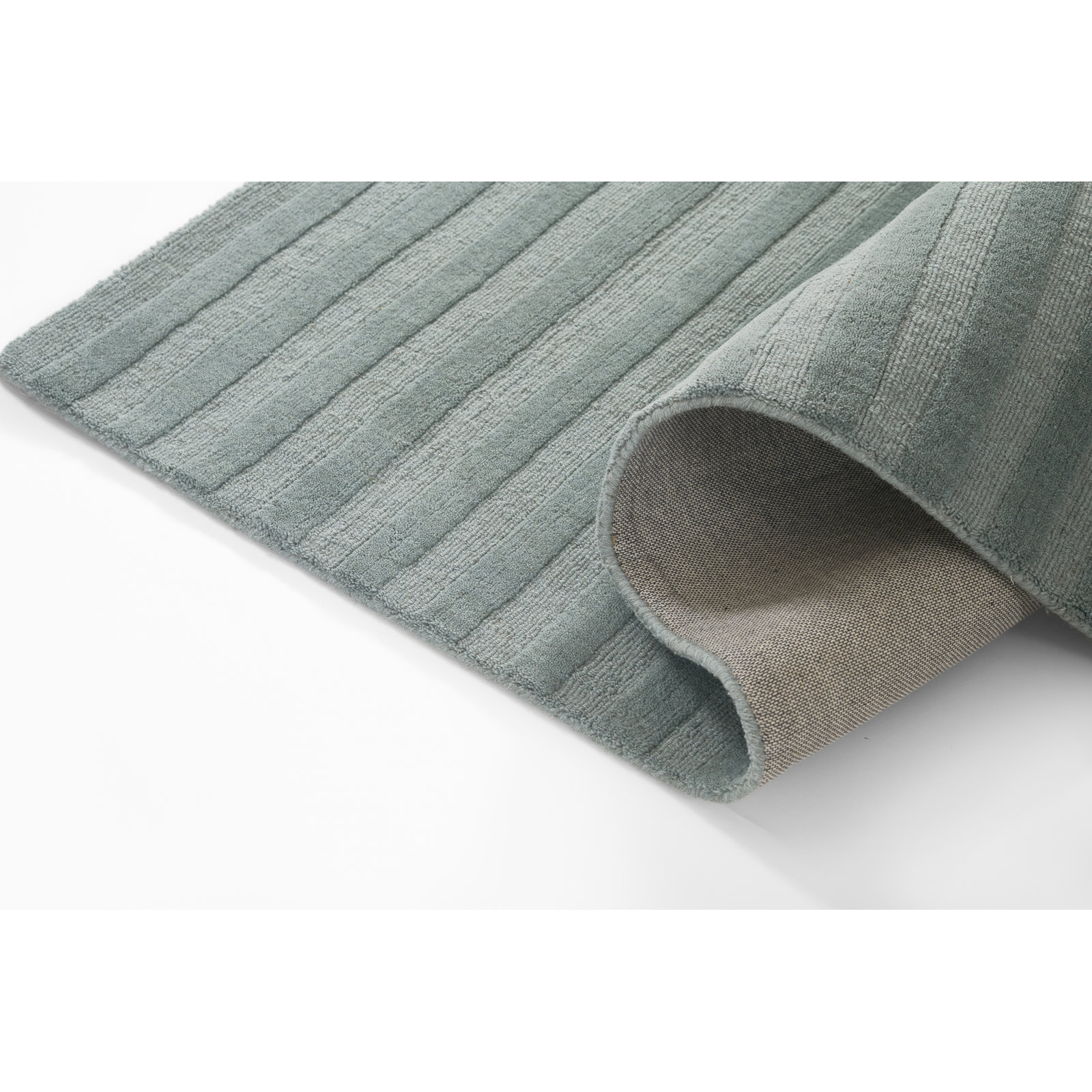 Aldery Light Blue Hand-Loomed Striped Wool Rug, 9' X 12'