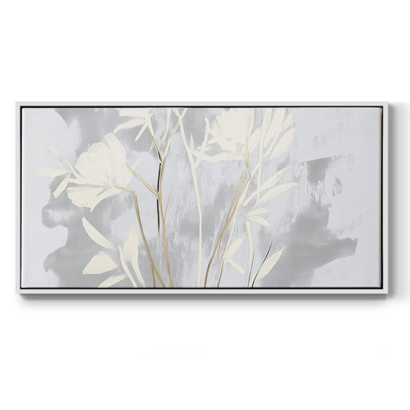 Botanical Series-CCCCLXI - Toile tendue avec châssis encadré - Prêt à être accroché, H 17 po x l 33 po, Blanc