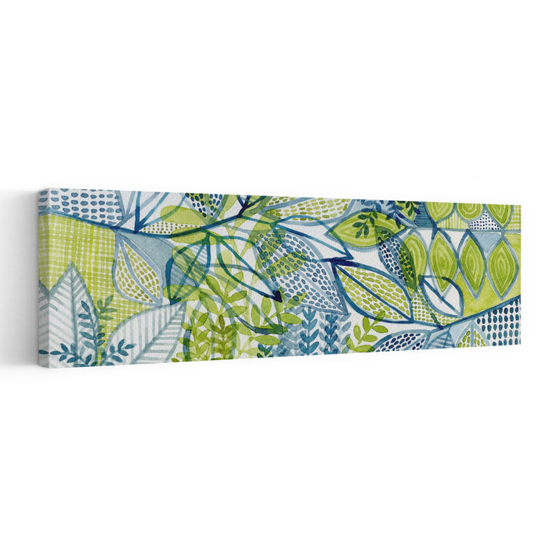 «Serene Botanical Leaves», paysage abstrait, art mural, H 20 po x l 60 po