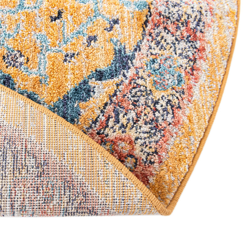Alkire Floral Indoor Rug, Round 7'
