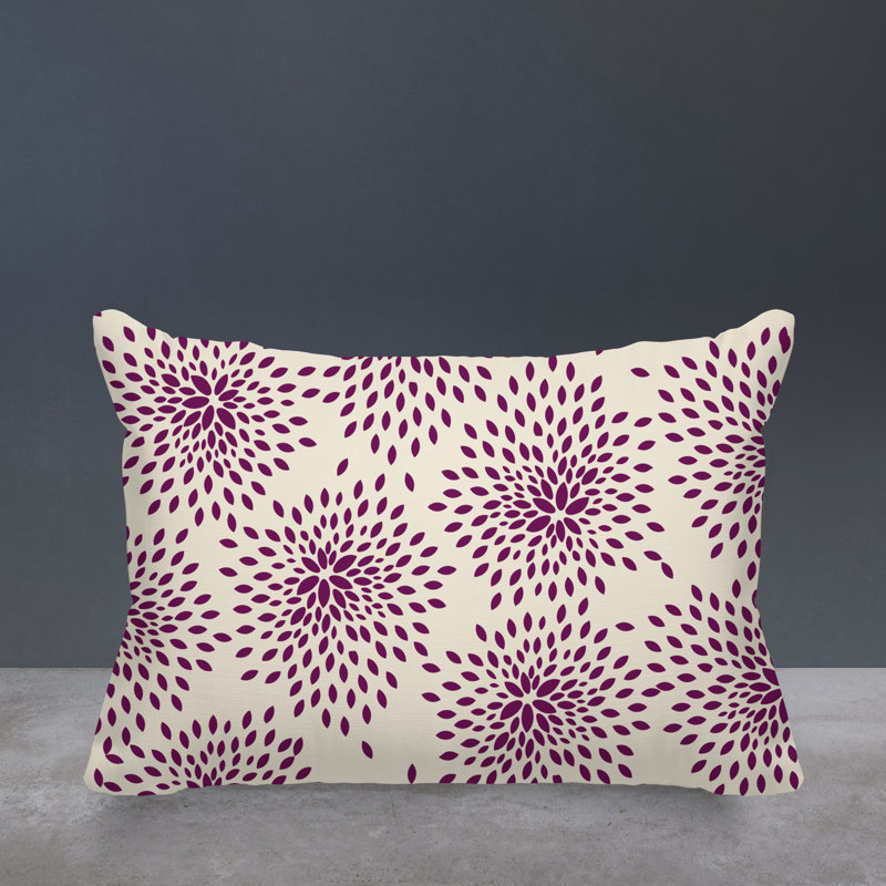 Coussin décoratif intérieur / extérieur en polyester filé floral Bavière, Mauve/crème