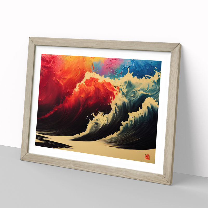 XH1022-2253X Colourful Wave Vol.3 - Single Picture Frame Print, Oak Framed, 34cm H x 46cm W x 2cm D