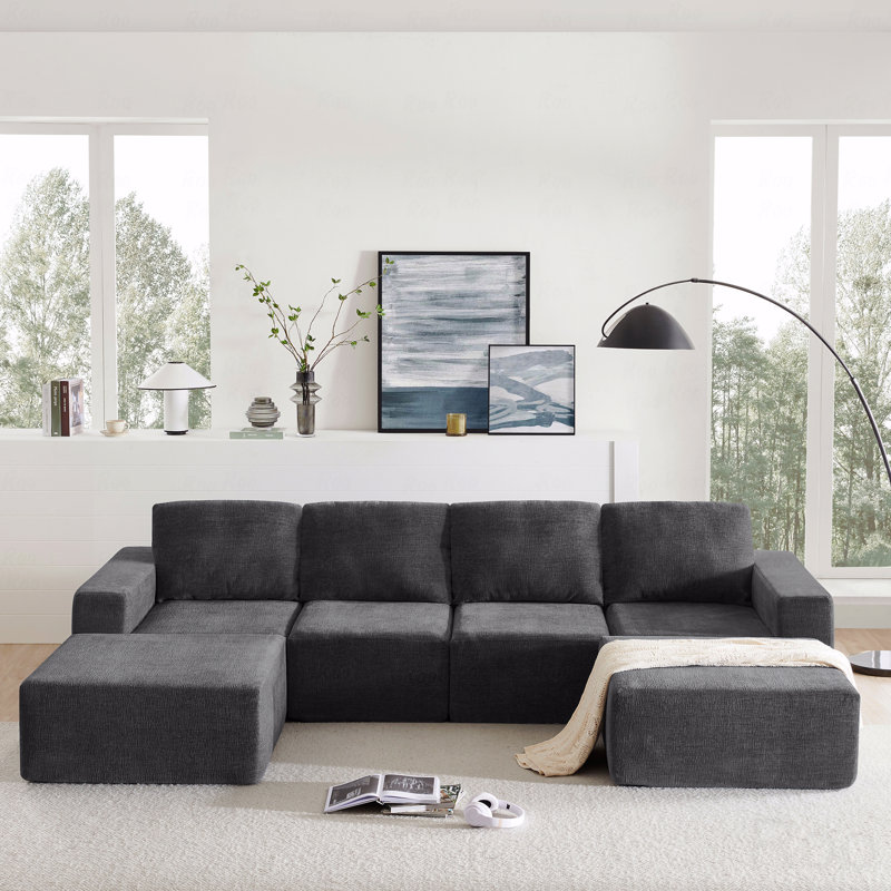 Canapé modulaire Boneless, Gris chenille