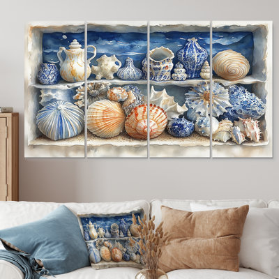 Beach Pottery in Blue and White Tons XV - Beach Pottery, ensemble d'art sur toile