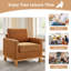 Fauteuil d'appoint rembourré avec pieds en bois massif, Curry Boucle -1425157620