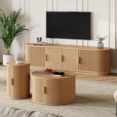 3 Piece Living Room Set With TV Stand And Coffee Table Set by Lark Manor