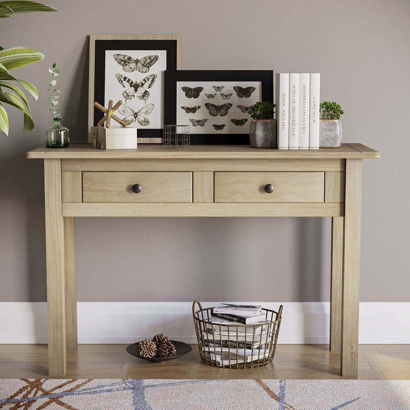 Somers 2 Drawer 110Cm Solid Wood Console Table, for Hallway & Living Room Furniture