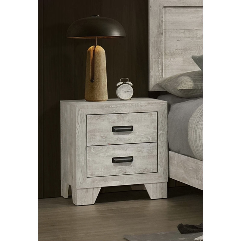 Table de chevet transitionnelle 1Pc 2 tiroirs avec quincaillerie en métal