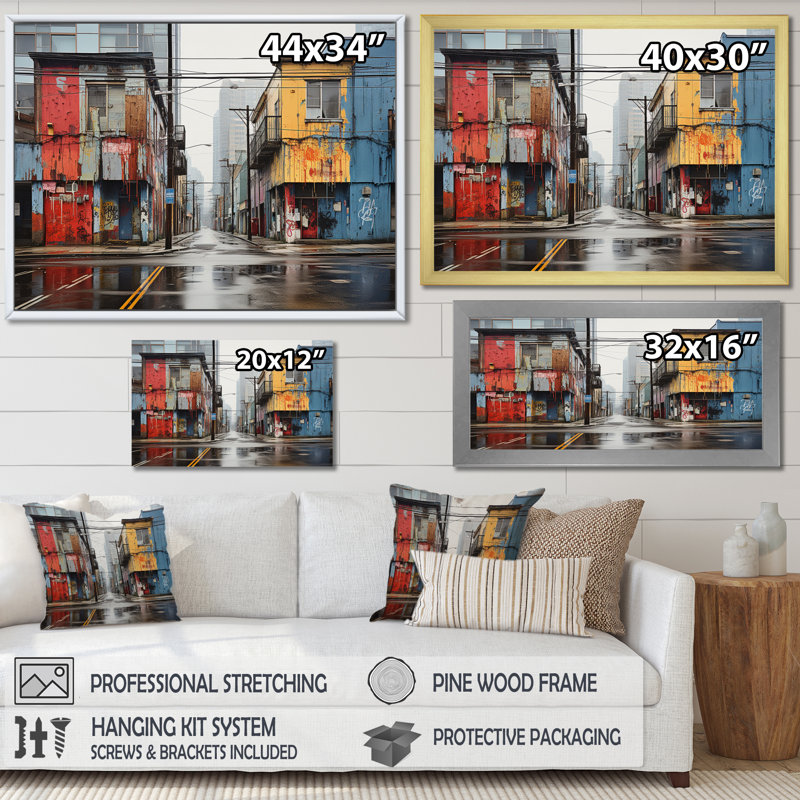 Toronto Urban Graffiti IV, reproduction d'art sur toile, H 12 po x l 20 po x P 1 po, Cadre photo noir