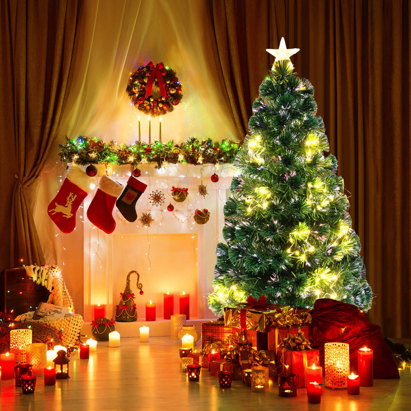Artificial Xmas Tree With 270 Branch Tips 509 Warm White Led Lights, 4'