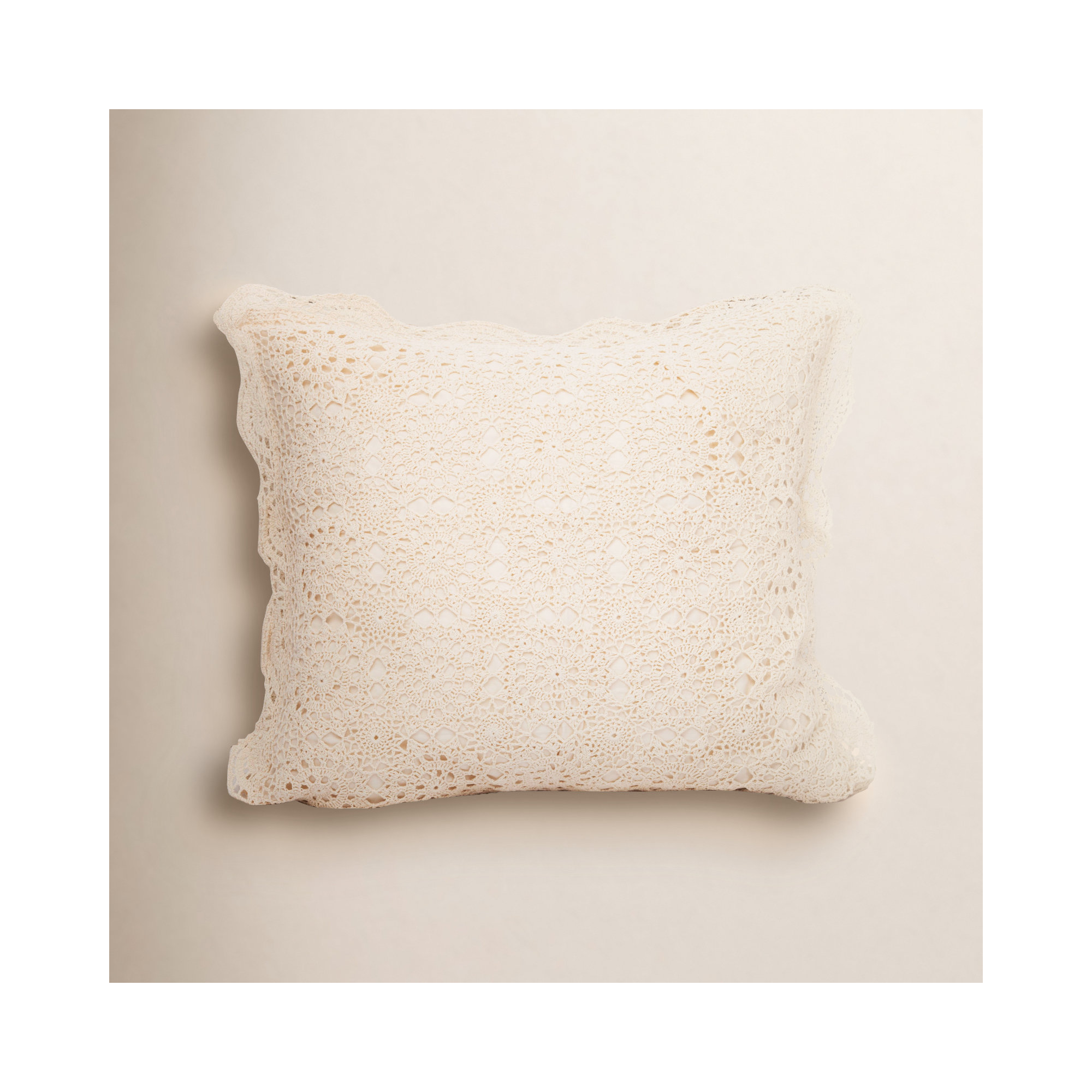 Aveta Embroidered Cotton Pillow Cover, Ivory