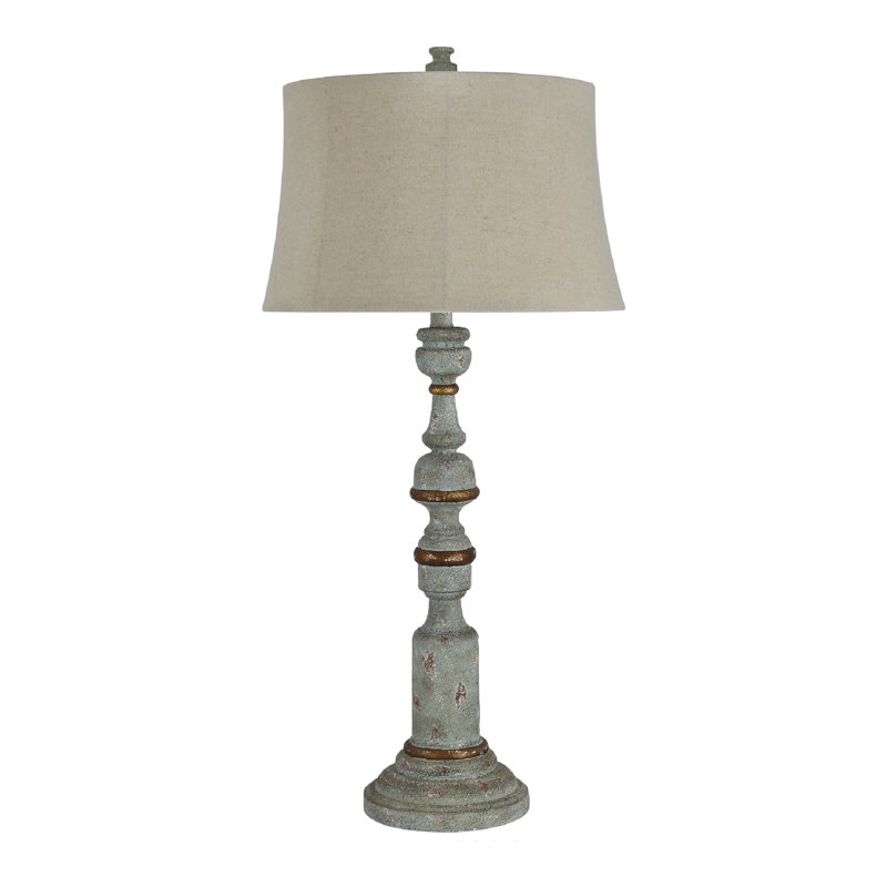 Lampe de table 35 "en résine avec abat-jour avoine